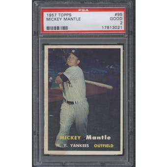 1957 Topps Baseball #95 Mickey Mantle PSA 2 (GOOD) *3021