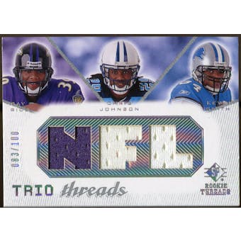 2008 Upper Deck SP Rookie Threads Trio Threads #RJS Ray Rice Chris Johnson Kevin Smith /100