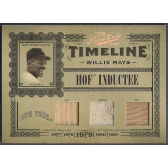2005 Prime Cuts #8 Willie Mays Timeline Material Trio NY Giants Bat Jersey #2/5