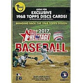 2017 Topps Heritage Baseball 8-Pack Blaster Box (w/Exclusive 1968 Topps Discs Cards)
