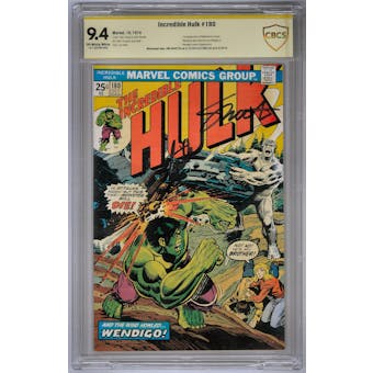 Incredible Hulk #180 CBCS 9.4 Signature Series Stan Lee Jim Shooter (OW-W) *18-12EE3DF-002*