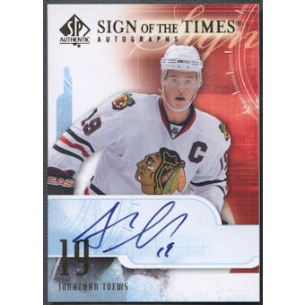 2008/09 SP Authentic #STJT Jonathan Toews Sign of the Times Auto