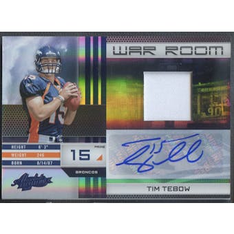 2010 Absolute Memorabilia #18 Tim Tebow War Room Materials Patch Auto #01/10
