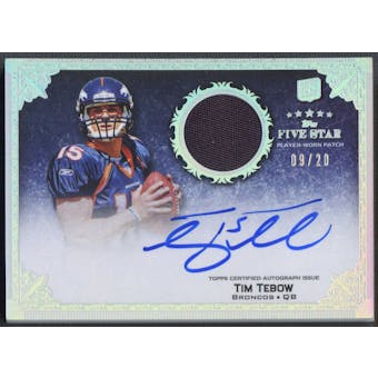 2010 Topps Five Star #180 Tim Tebow Rookie Platinum Patch Auto #09/20