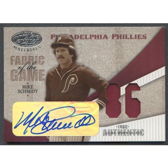 2004 Leaf Certified #80 Mike Schmidt Materials Fabric of the Game Jersey Auto #1/2