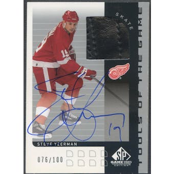 2001/02 SP Game Used #STSY Steve Yzerman Tools of the Game Skate Auto #076/100