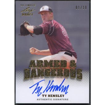 2012 Leaf Ultimate Draft #TH1 Ty Hensley Armed and Dangerous Gold Rookie Auto #01/10