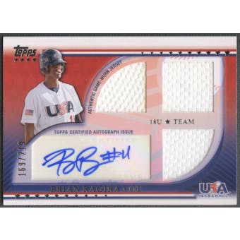 2010 USA Baseball #BR Brian Ragira Triple Jersey Rookie Auto #169/219