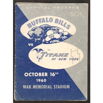 1960 AFL Game Program New York Titans at Buffalo Bills October 16, 1960