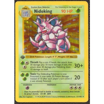 Pokemon Base Set 1 Single 1st Edition Nidoking 11/102 - HEAVY PLAY (HP)