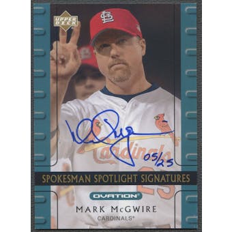 2002 Upper Deck Ovation #MM Mark McGwire Spokesman Spotlight Signatures Auto #05/25