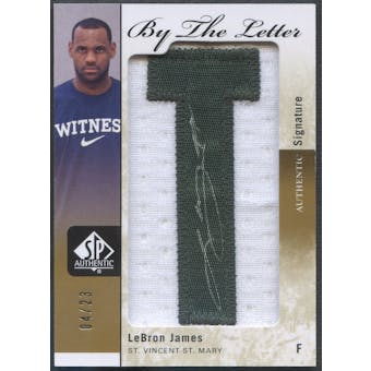 2011/12 SP Authentic #BLLJ LeBron James By The Letter "T" Patch Auto #04/23