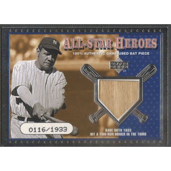 2001 Upper Deck All-Star Heroes #ASHBR Babe Ruth Memorabilia Bat #0116/1933