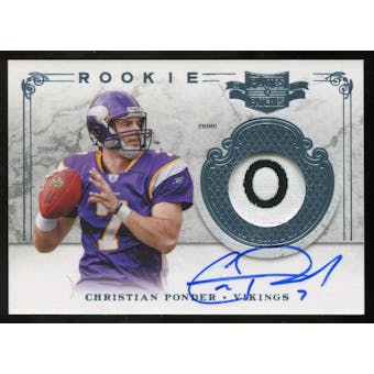 2011 Panini Plates and Patches Rookie Prime Signatures Laundry Tag #208 Christian Ponder Autograph 1/1