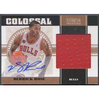 2010/11 Playoff National Treasures #14 Derrick Rose Colossal Jersey Auto #01/10