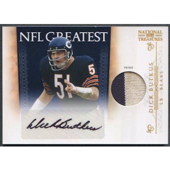 2010 Playoff National Treasures #25 Dick Butkus NFL Greatest Signature Materials Patch Auto #13/15