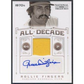 2012 Panini National Treasures #41 Rollie Fingers All Decade Signature Materials Jersey Auto #01/25