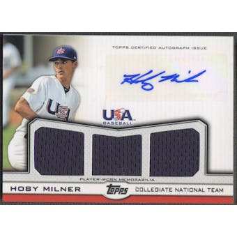 2011 USA Baseball #HM Hoby Milner Rookie Triple Jersey Auto #013/214