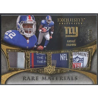 2009 Exquisite Collection #4AB Andre Brown Rare Materials Gold Laundry Tag #06/10