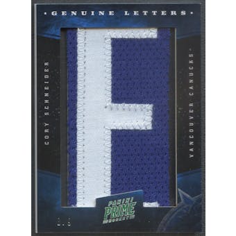 2011/12 Panini Prime #85 Cory Schneider Genuine Letter "E" Patch #8/9