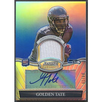 2010 Bowman Sterling #BSARGT Golden Tate Blue Refractor Rookie Jersey Auto #91/99