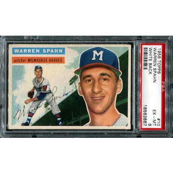 1956 Topps Baseball #10 Warren Spahn PSA 6 (EX-MT) *3867