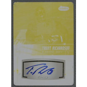 2012 SAGE HIT #A76 Trent Richardson Yellow Printing Plate Rookie Auto #1/1