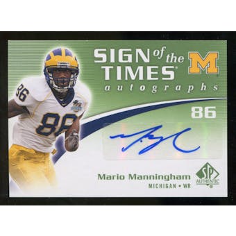 2010 Upper Deck SP Authentic Sign of the Times #MM Mario Manningham Autograph