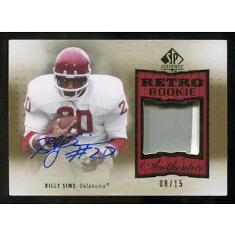 2010 Upper Deck SP Authentic Retro Rookie Patch Autographs #SI Billy Sims 8/15