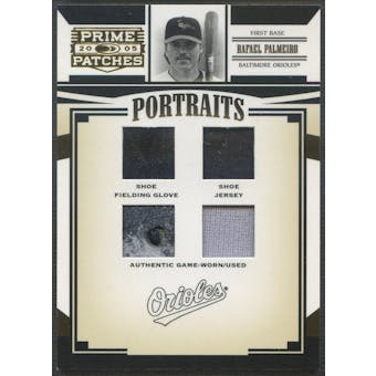 2005 Prime Patches #14 Rafael Palmeiro Portraits Quad Swatch Shoe Glove Jersey #17/50
