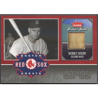 2006 Greats of the Game #BD Bobby Doerr Red Sox Greats Memorabilia Bat