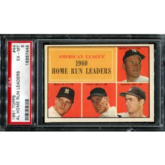 1961 Topps Baseball #44 AL Home Run Leaders PSA 6 (EX-MT) *7449