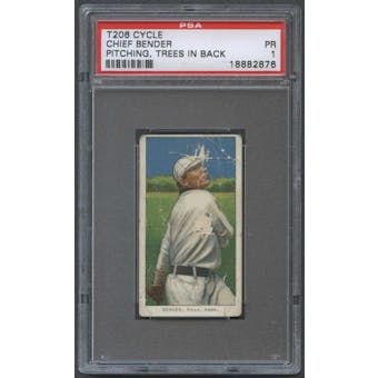 1909-11 T206 Cycle Chief Bender (Pitching, Trees In Back) PSA 1 (PR) *2876
