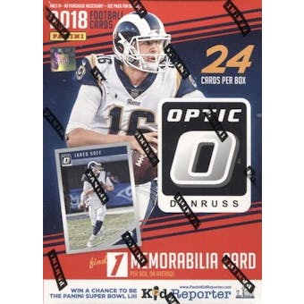 2018 Panini Donruss Optic Football 6-Pack Blaster Box (1 Mem Card Per Box)