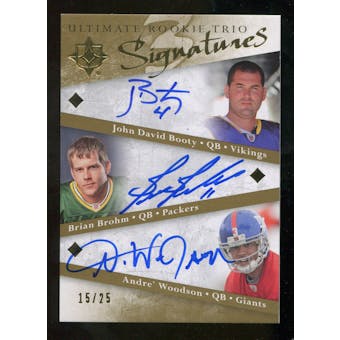 2008 Upper Deck Ultimate Collection Ultimate Rookie Autographs Trios #6 John David Booty/Brian Brohm/Andre Woo