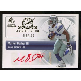 2007 Upper Deck SP Rookie Threads Scripted in Time Autographs #SITBA Marion Barber Autograph /100