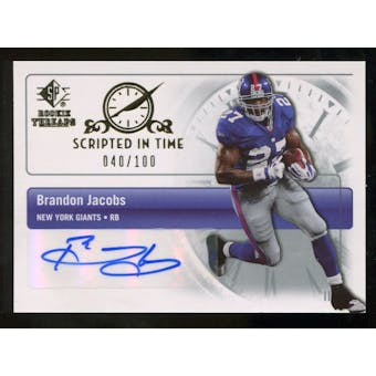 2007 Upper Deck SP Rookie Threads Scripted in Time Autographs #SITJB Brandon Jacobs Autograph /100
