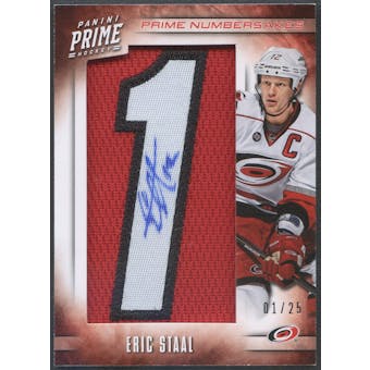 2012/13 Panini Prime #47 Eric Staal Numbersakes Number "1" Patch Auto #01/25