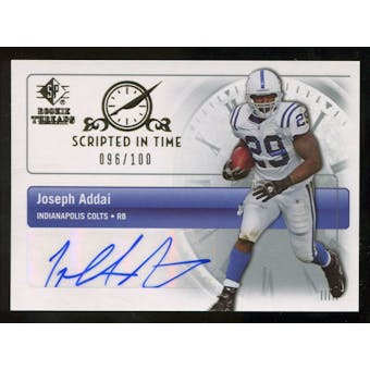 2007 Upper Deck SP Rookie Threads Scripted in Time Autographs #SITJA Joseph Addai Autograph /100