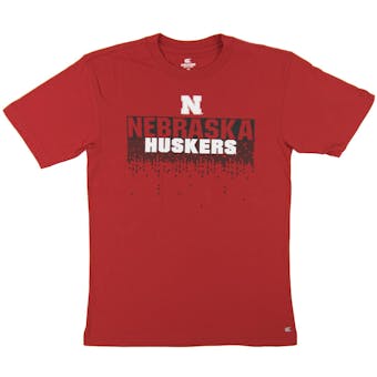 Nebraska Huskers Colosseum Red Check Point Dual Blend Tee Shirt (Adult S)
