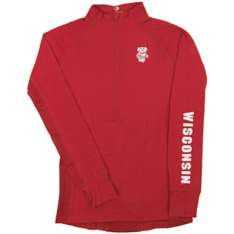 Wisconsin Badgers Colosseum Red Personal Best 1/4 Zip Performance Long Sleeve Shirt (Womens L)