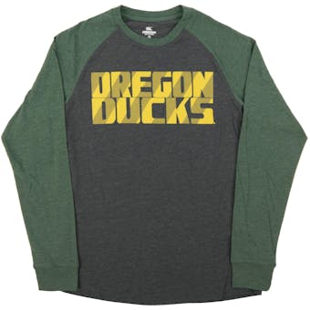 Oregon Ducks Colosseum Gray Olympus Raglan Dual Blend Long Sleeve Tee Shirt (Adult X-Large)