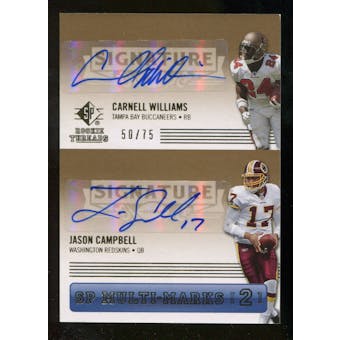 2007 Upper Deck SP Rookie Threads SP Multi Marks Autographs Dual #WC Cadillac Williams Jason Campbell /75