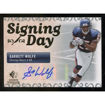 2007 Upper Deck SP Rookie Threads Signing Day Autographs #SDAGW Garrett Wolfe Autograph