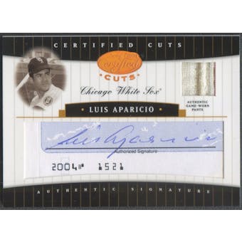 2004 Leaf Certified Cuts #43 Luis Aparicio Check Signature Material Blue Pants Auto #42/50