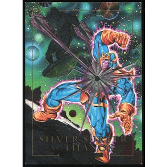 1992 Fleer Marvel Masterpieces Battle Spectra #2D Silver Surfer vs. Thanos