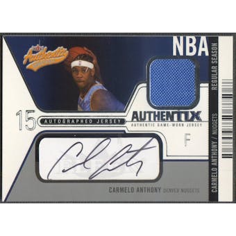 2003/04 Fleer Authentix #AJACA Carmelo Anthony Rookie Jersey Authentix Auto #067/100