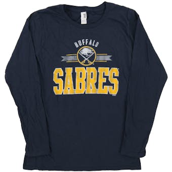 Buffalo Sabres Soft As A Grape Navy Womens Long Sleeve Tee Shirt (Womens Medium)