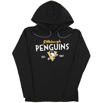 Pittsburgh Penguins Soft As A Grape Black Womens Hooded Long Sleeve Tee Shirt (Womens Large)