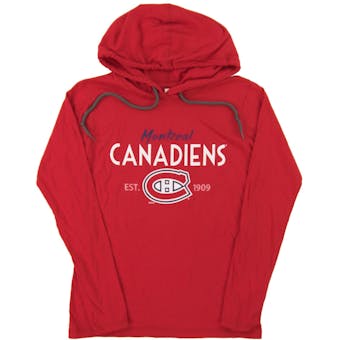 Montreal Canadiens Soft As A Grape Red Womens Hooded Long Sleeve Tee Shirt (Womens Medium)